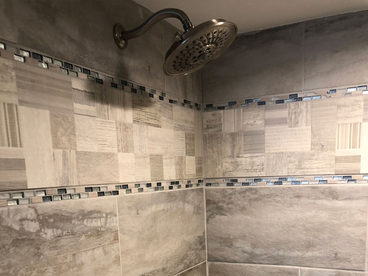 Clean, large tile shower
